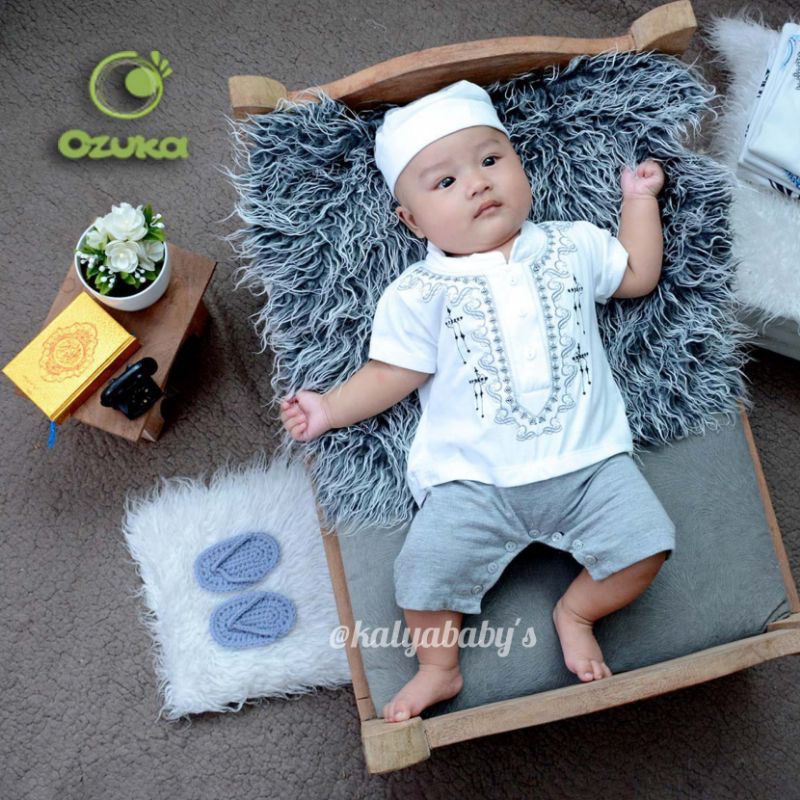 Baju Muslim Koko Bayi Laki Laki Romper Peci Aqiqah Shopee Indonesia