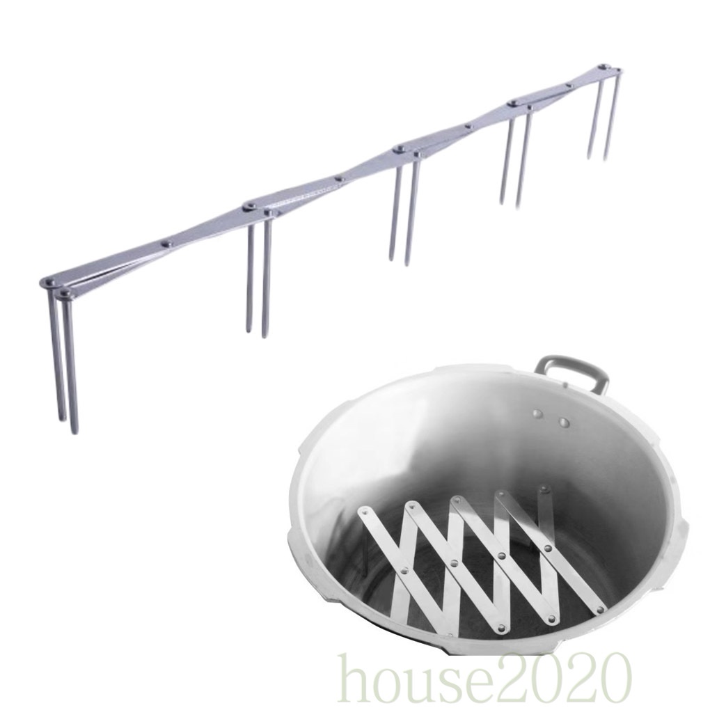 [house2020]Extendable Pot Lid Holders Multipurpose Steamer Rack Flexible Plate Organizer Stainless Steel Adjustable Tray Holder