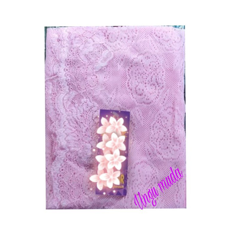 COD Pashmina Brukat Renda/Hijab Akad Nikah-Ungu muda