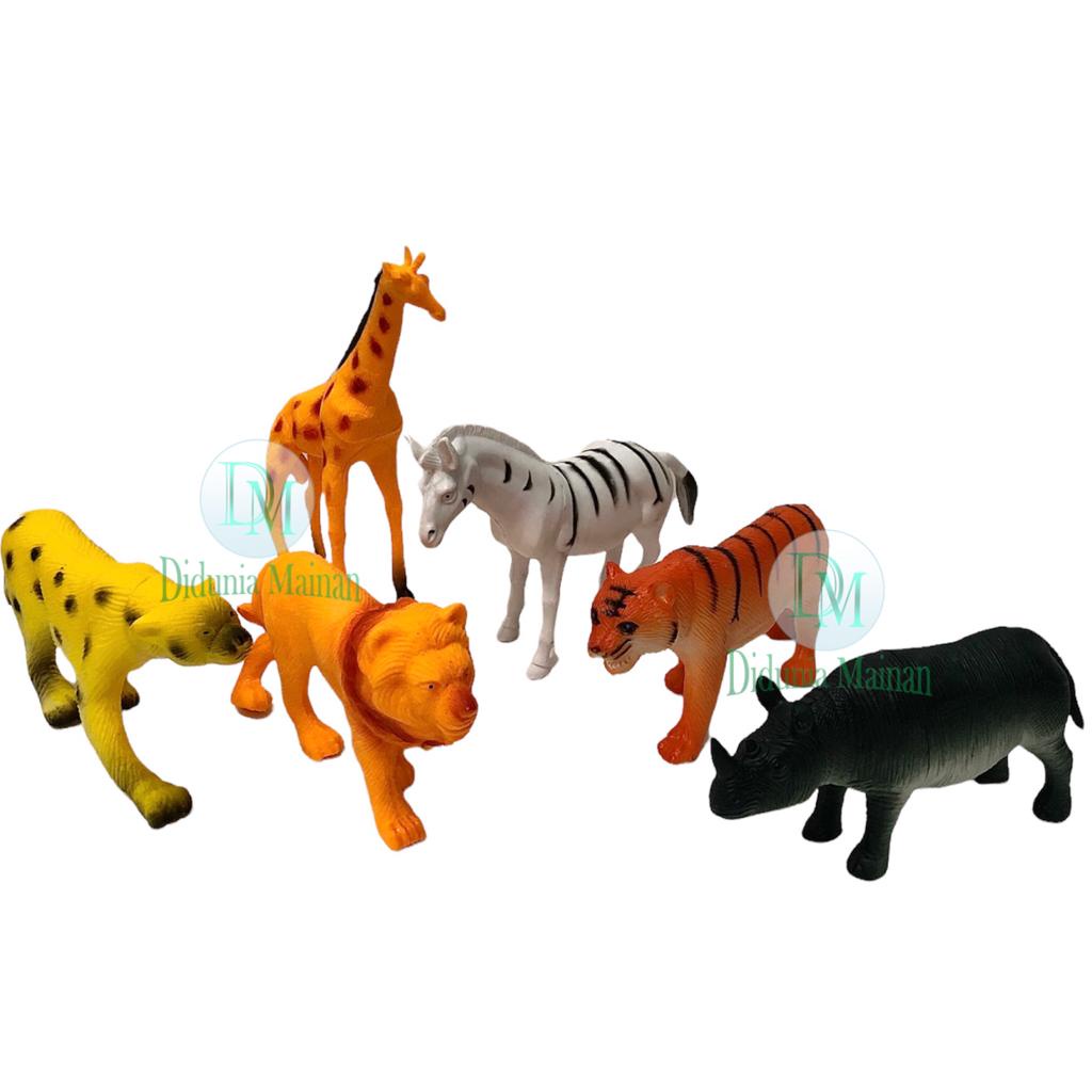 Mainan Anak Koleksi Figure Binatang Karet Wild Animal Hewan Set Isi 6 Pcs