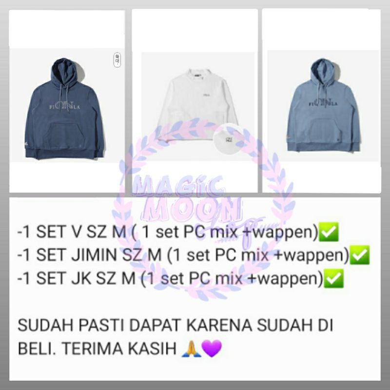 ❌BOOKED❌BTS FILA ON(SUDAH PASTI DAPAT) SWEATSHIRT JK❌HOODIE V❌, HOODIE JIMIN❌