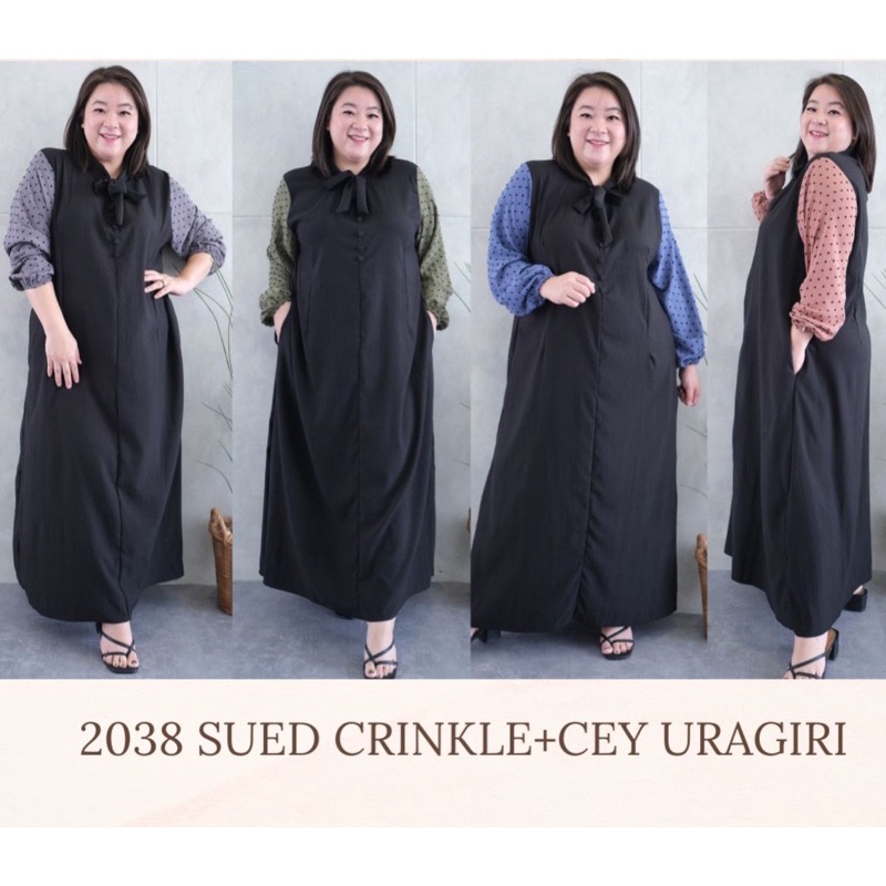 JUMBO 2038 ELVIRA DRESS BIGSIZE BAHAN SUEDE CRINKLE + CEY URAGIRI FIT TO XXL MAXIDRESS GAMIS