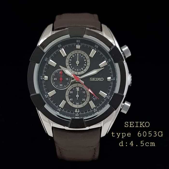 Jam Tangan Pria Seiko Chronograph Tanggal Tali Kulit