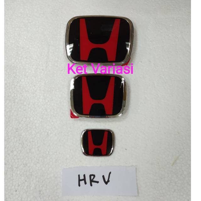 Emblem/ logo Honda hitam merah + logo stir hitam ORI mobil HRV