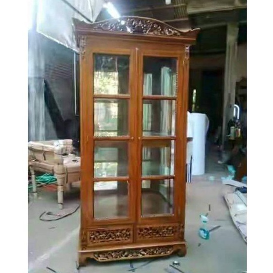 Lemari hias ukir motif palembang