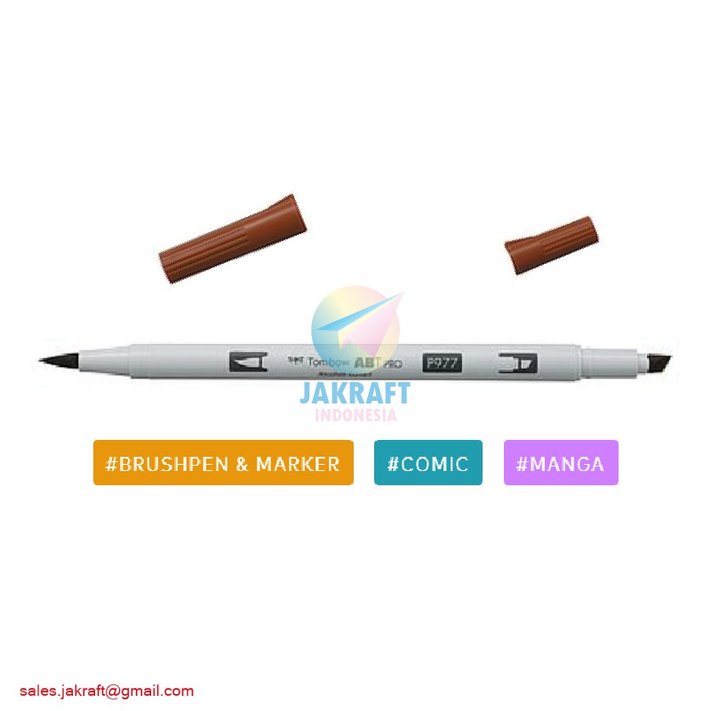 

(1 Pcs) Spidol Kuas Permanent TOMBOW ABT PRO P977 Saddle Brown Brush Pen Maker
