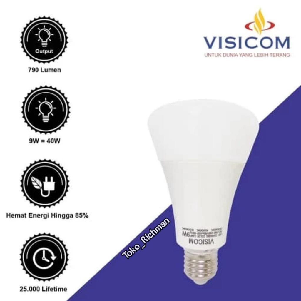 BOHLAM VISICOM LED 3in1 HEMAT LISTRIK 9Watt 3 WARNA LED BULB