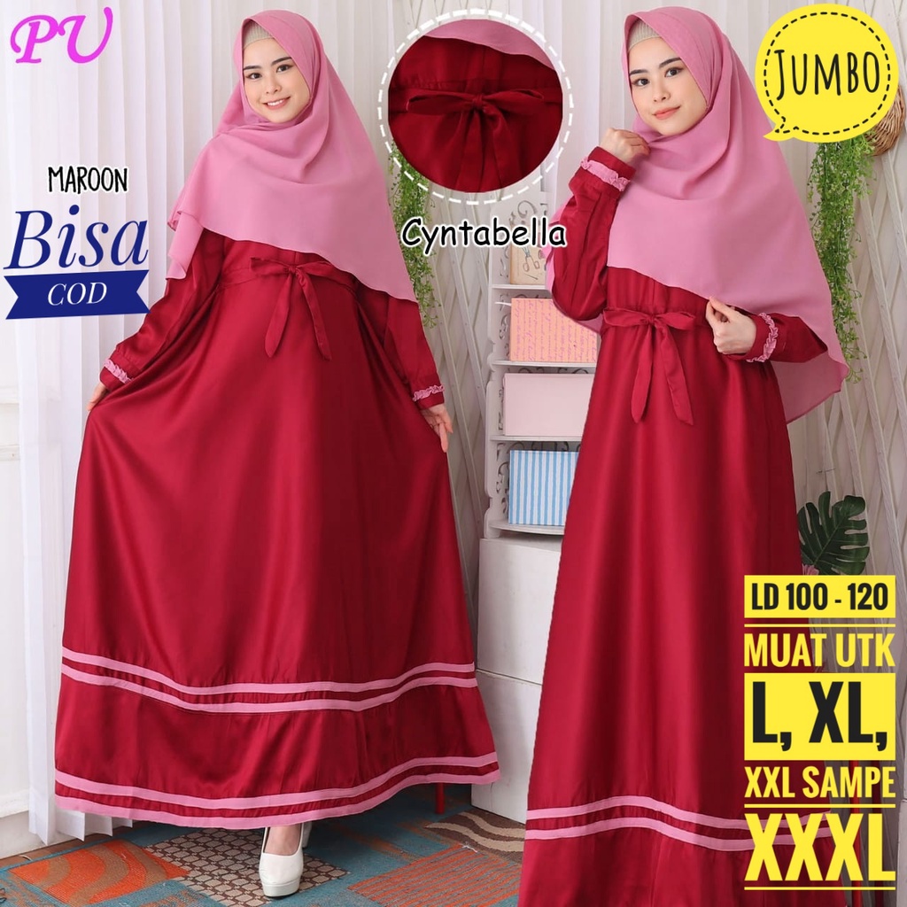 Gamis Jumbo ld 110 120 130 XL XXL XXXL Gamis Kondangan Bella