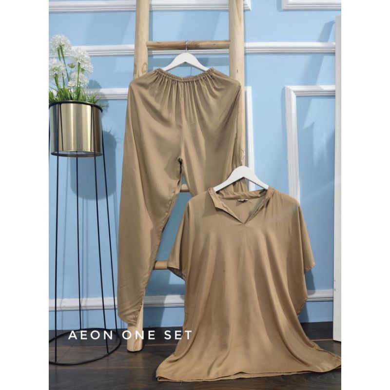 AEON ONE SET POLOS RAYON LENGAN PENDEK BUSUI ALL SIZE-Coksu