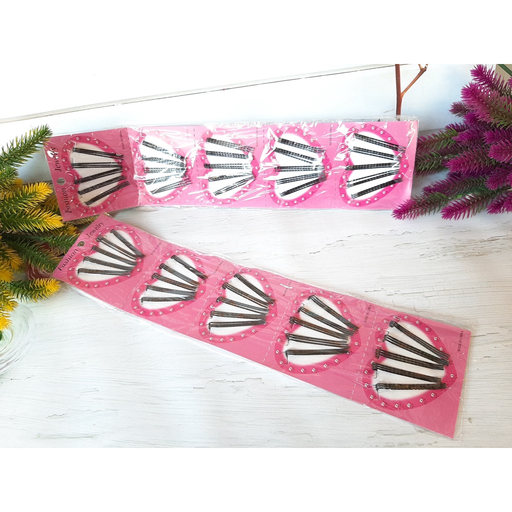 JEPITAN RAMBUT PINK CARD LOVE/ JEPIT RAMBUT LIDI HITAM PINK CARD ISI 15 PCS (HARGA PERCARD)