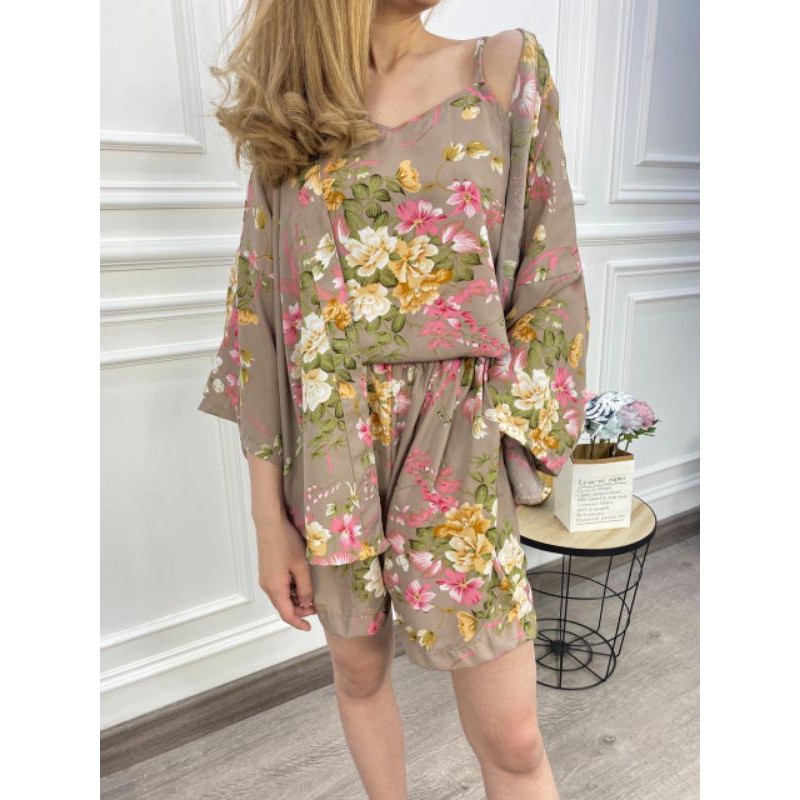 Alice set / cardigan set / flower set / setelan cardigan celana