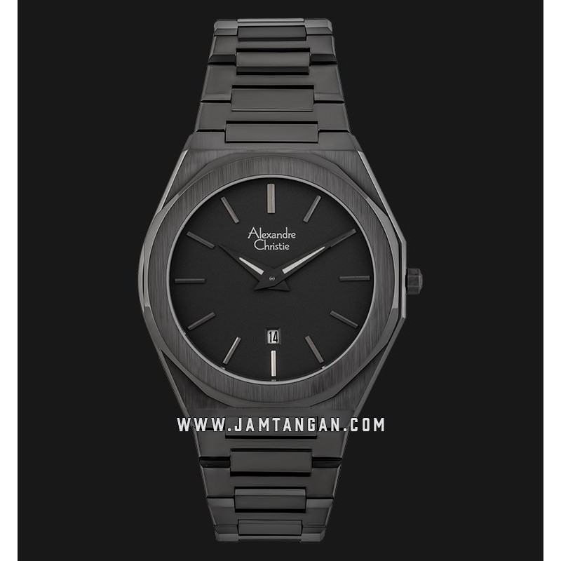 Alexandre Christie AC 8600 MD BIGGR Men Black Dial Grey Stainless Steel Strap
