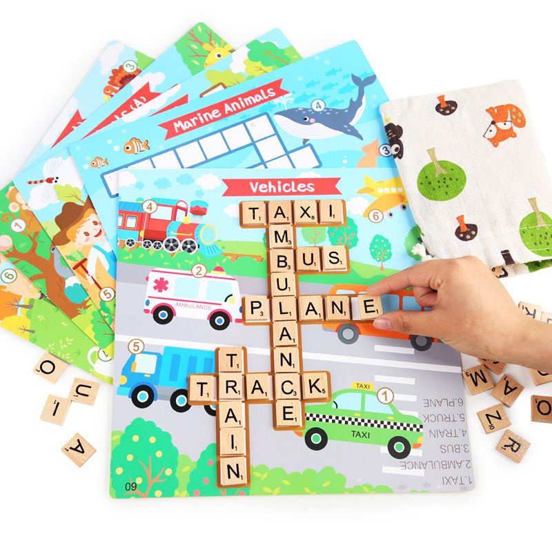 Mainan Anak CHILDRENS CROSSWORD GAME Mainan Edukasi Anak Puzzle Kayu