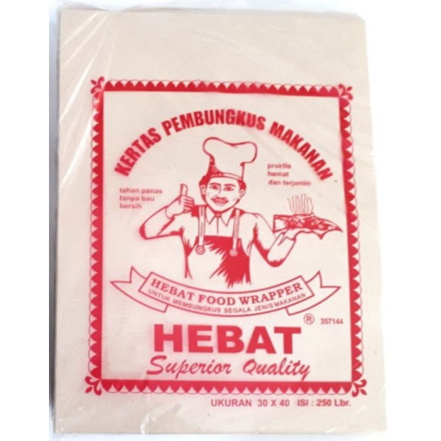 450 GR KERTAS MINYAK CAP HEBAT UKURAN 30 X 40 ( ISI ± 50 LEMBAR )