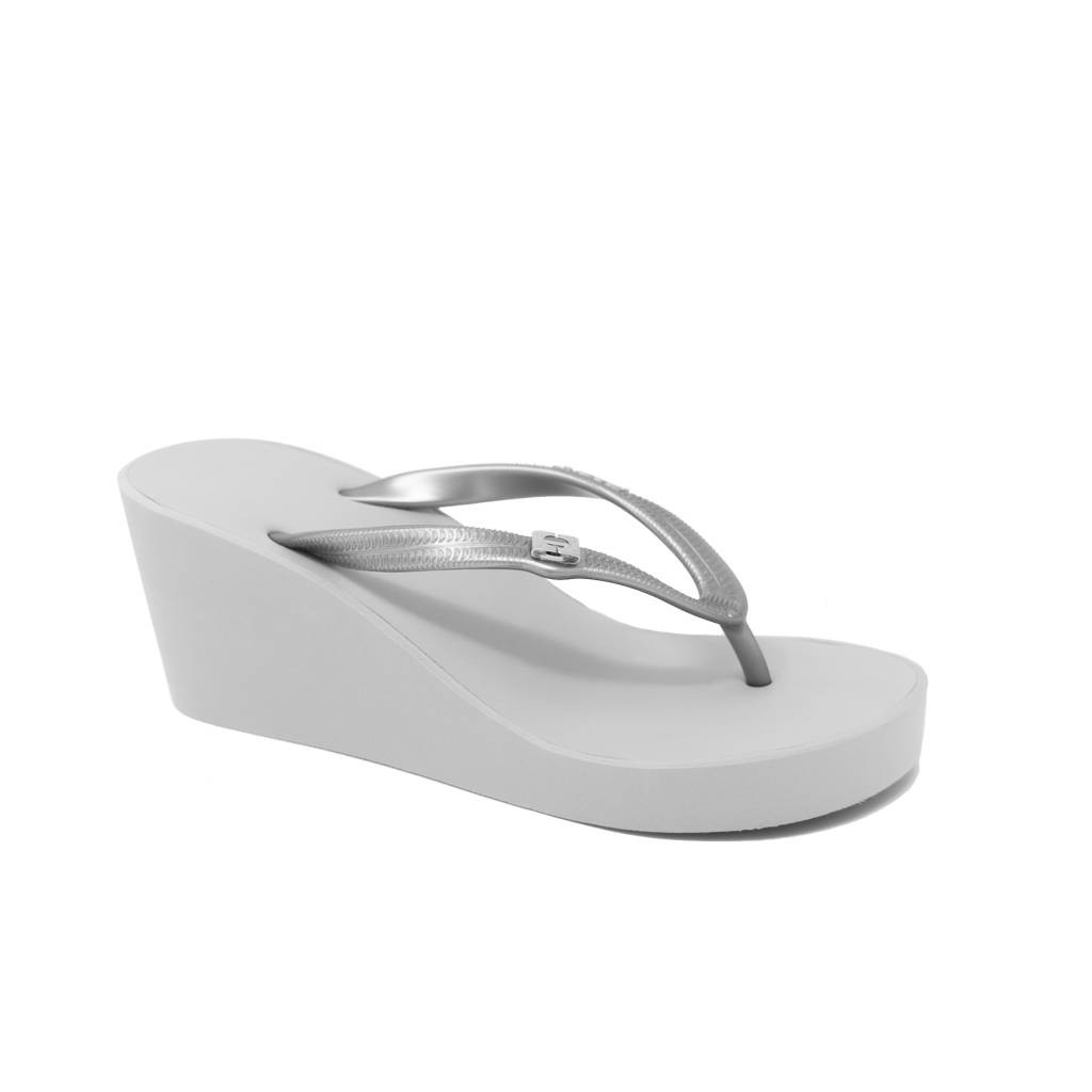 Popits Wedges 7cm Silver Sandal Wanita Original