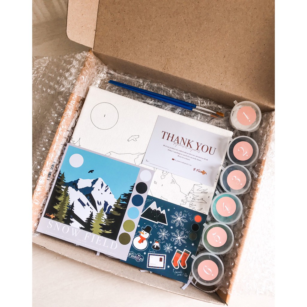 

Paint By Number Snow Field | ByPainters | Painting Set | 20x20cm Kanvas & 6 Akrilik | Kit Melukis