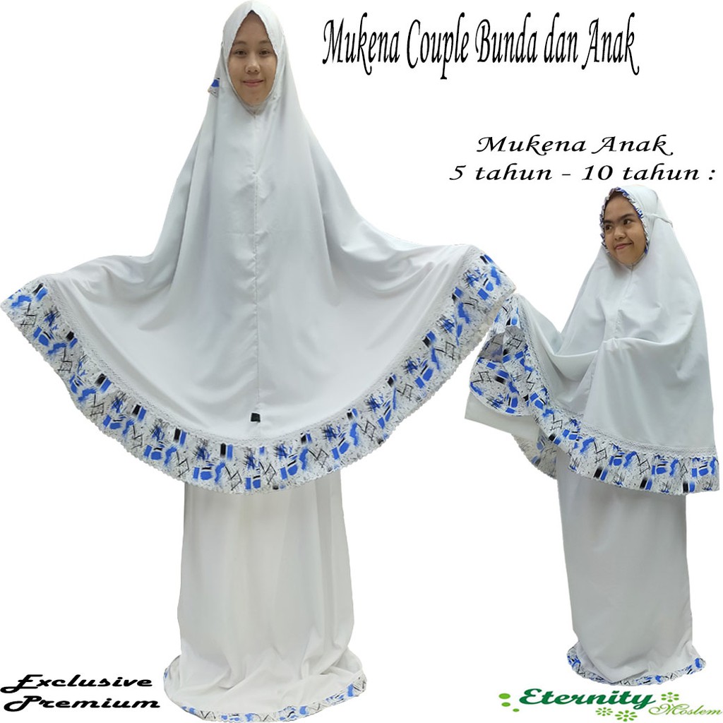 Mukena COUPLE Ibu dan Anak 5Tahun-10Tahun Mukena Printing Couple Mukena ETERNITY premium Terbaru