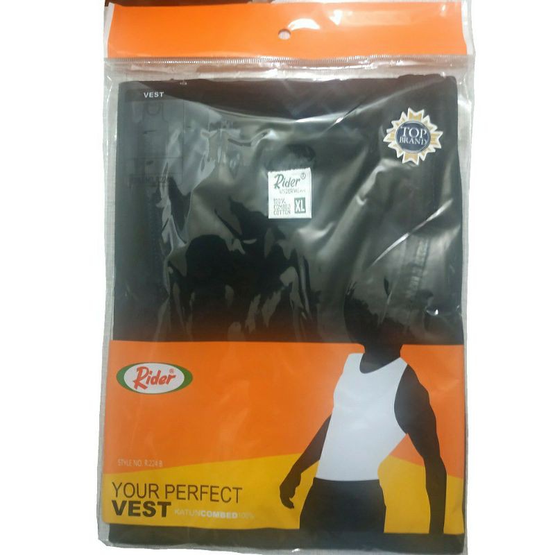 Kaos Singlet Pria Rider Hitam Polos Vest R224B