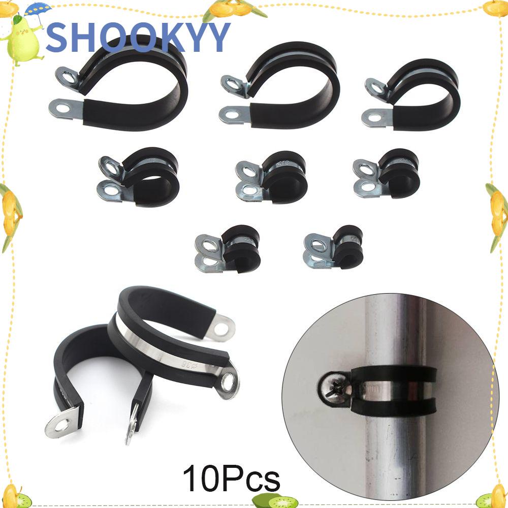 Chookey 10pcs Klip Penjepit Kabel Listrik Bentuk P Bahan Karet Tahan Lama