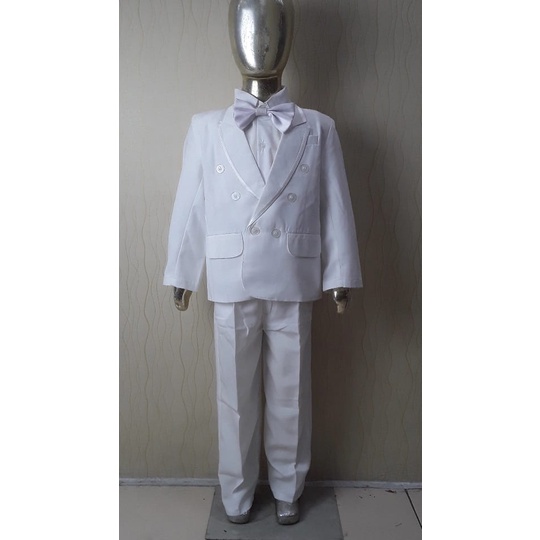 setelan jas cream / broken white / putih gading anak cowo model kancing 5182