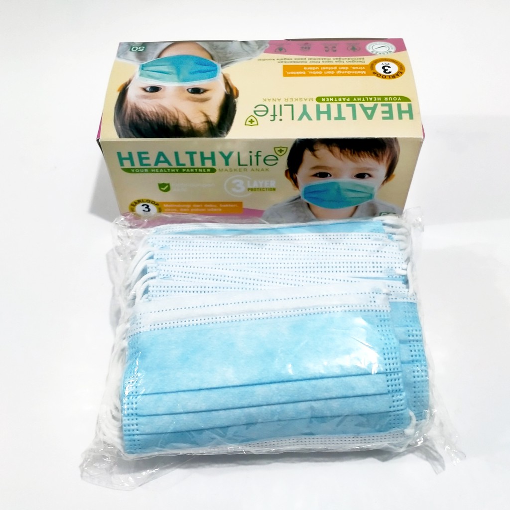 1 Karton isi 40 BOX Masker 3ply Masker Anak medis non surgical Healthylife Mask 3ply 50's