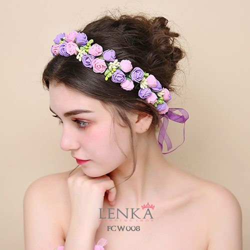 [BISA COD] MAHKOTA BUNGA FLOWER CROWN WEDDING PESTA PENGANTIN HIJAB FCW008