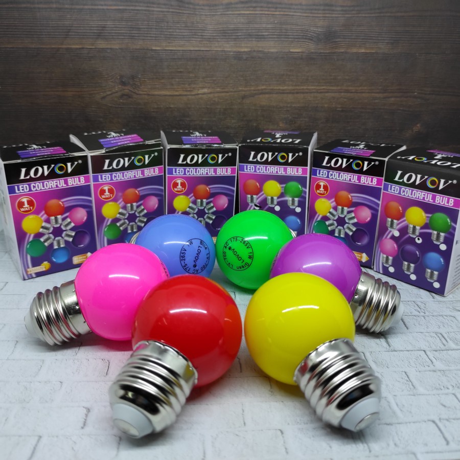 LAMPU LED PING PONG 1 WATT LOVOV BOHLAM HIAS WARNA WARNI SUPER TERANG