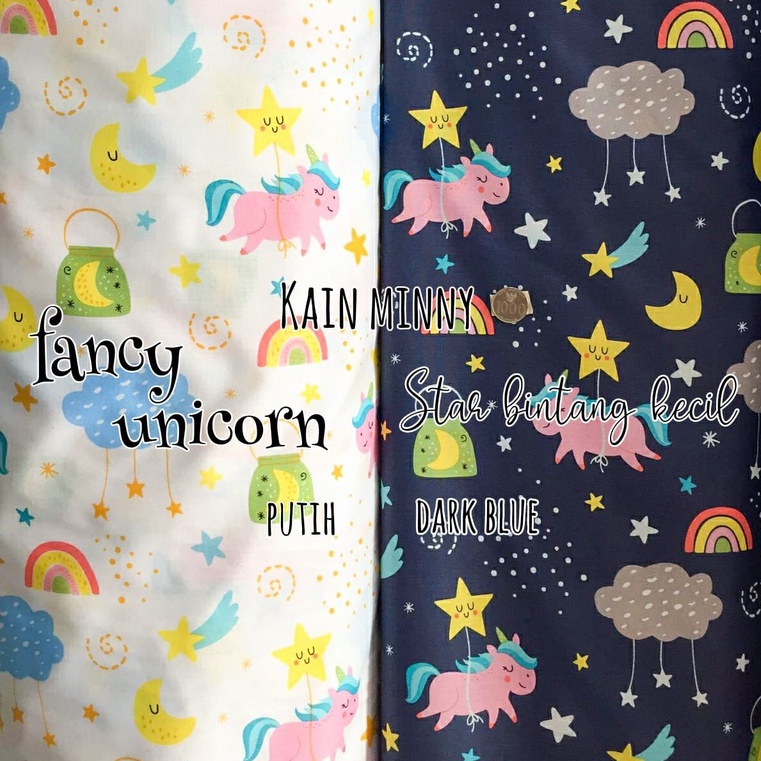 FANCY UNICORN - KAIN SPREI KATUN LOKAL METERAN STAR BINTANG KECIL