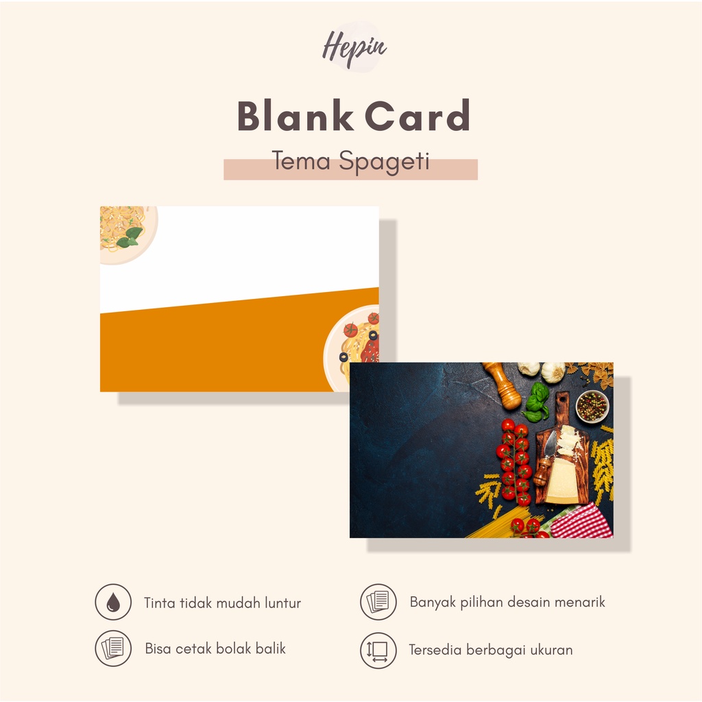 

cetak balnk card tema SPAGETI /cetak kartu blank murah
