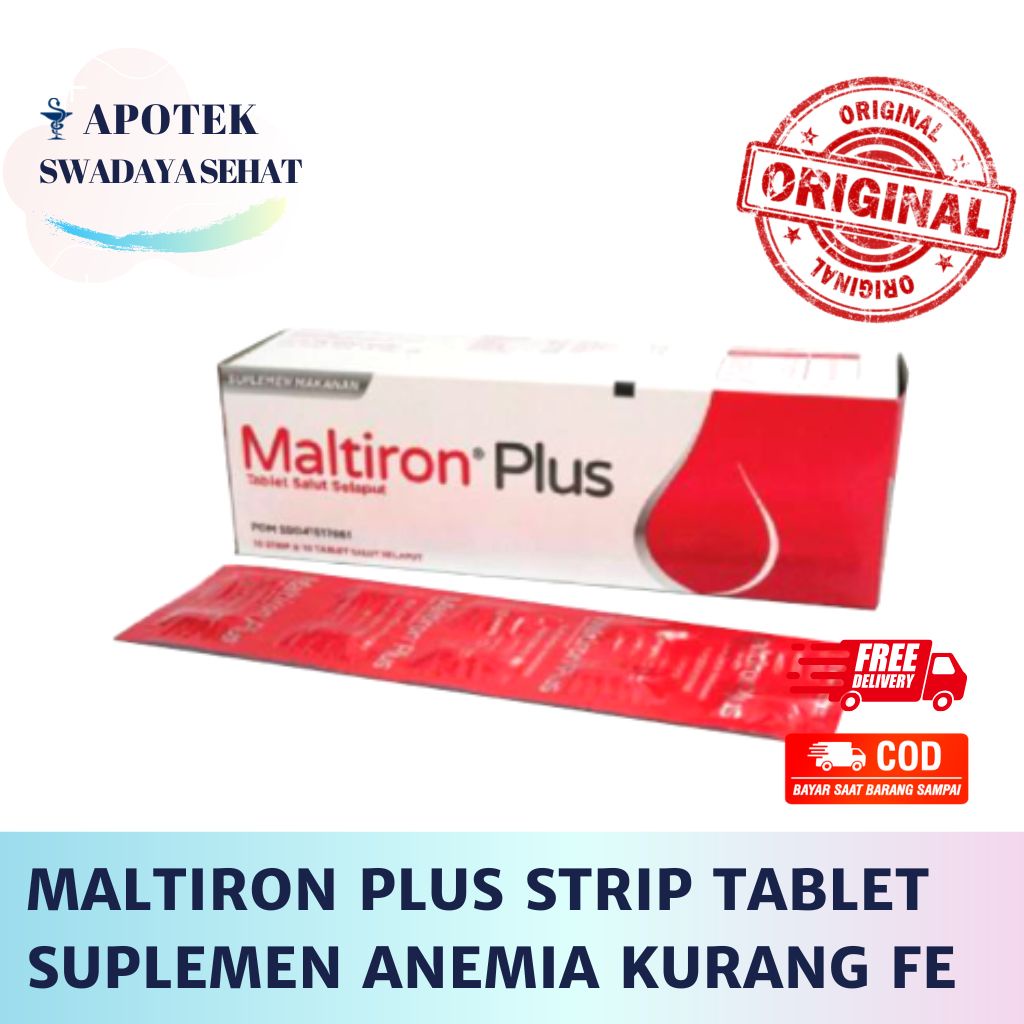 MALTIRON Plus Strip Tablet - Obat Anemia Kekurangan Fe Zat Besi Kurang Darah Ibu Hamil Lansia Penyembuhan