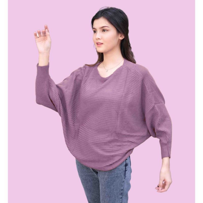 BLOUSE BATWING RAJUT OVERSIZE WANITA / RAJUT KALONG / RAJUT LAYANGAN PUTUS / RAJUT REMAJA WANITA / BAJU PEREMPUAN