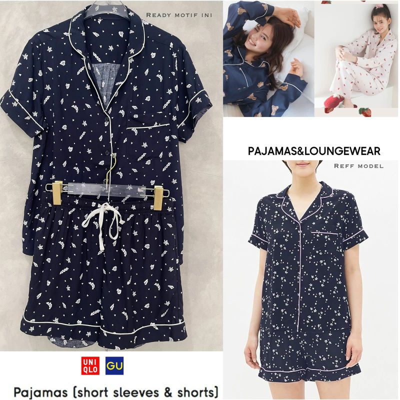 GU by Uniqlo Scallop Cotton Short Pajamas Set