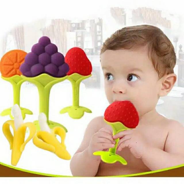 Teether Baby Fruit Banana Teether Bayi Mainan Gigitan Bayi Buah