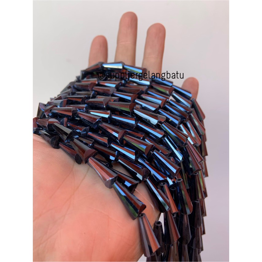 kristal terompet 16 x 10mm black metalic hitam metalik acc PAGODA