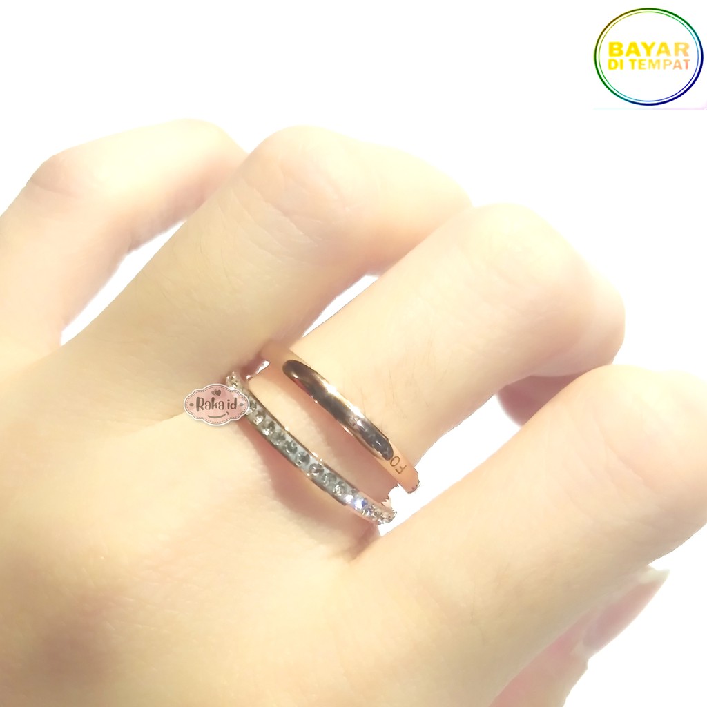 RAKA Acc - Cincin Wanita Cincin Set 2 Pcs Permata Sirkon Aksesoris Perhiasan Wanita 428