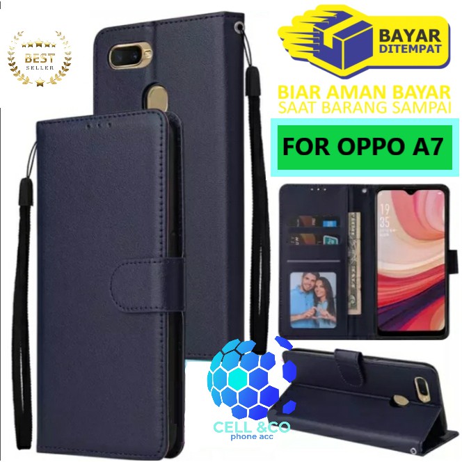 Flip cover OPPO A7 Flip case buka tutup kesing hp casing flip case leather wallet