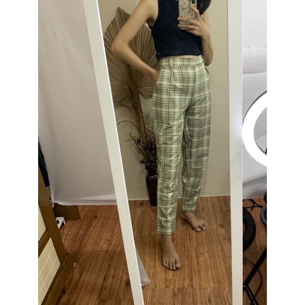 Tartan Pants Mint Green Celana Tartan