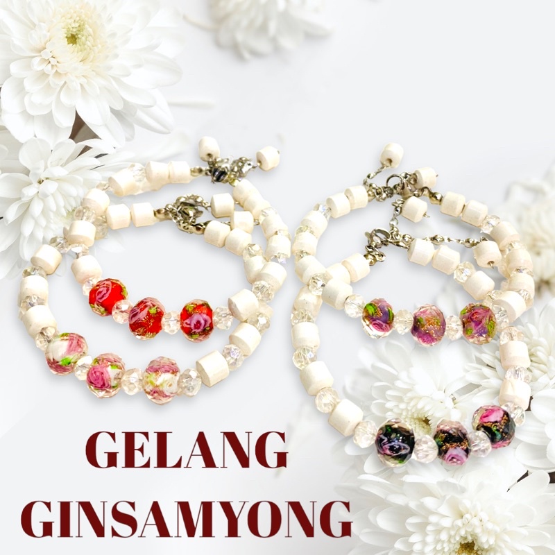 gelang ginsamyong//gelang keistal murano//gelang titanium//titanium