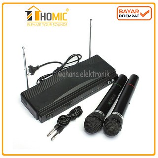 Mic Wireless Homic HM-306 Microphone Double Mik Karaoke Tanpa Kabel