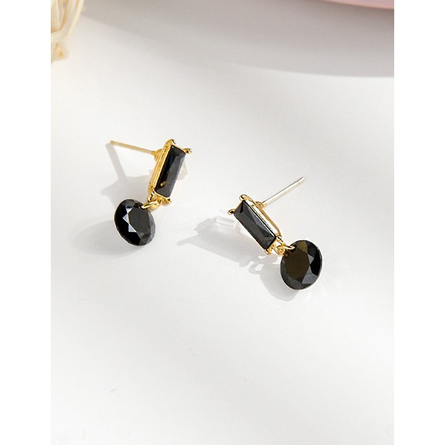 LRC Anting Tusuk Fashion Geometric Studded Crystal Stud Earrings K04289