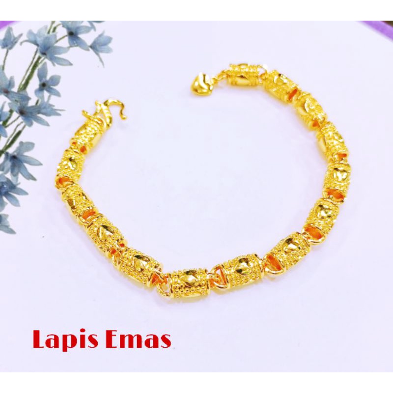 GELANG BAMBU/GELANG TANGAN RANTAI BAMBU/GELANG DEWASA/GELANG LAPIS EMAS KUNING 24K/GELANG GOLD