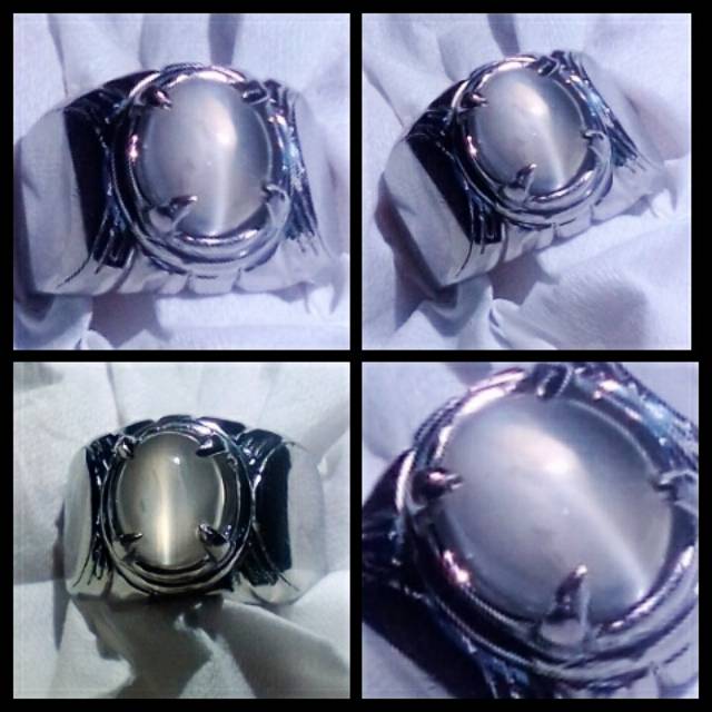 Batu Biduri Bulan Ceylon Natural Cat Eye Moonstone 100% Asli Alam Super Mulus Full Luster