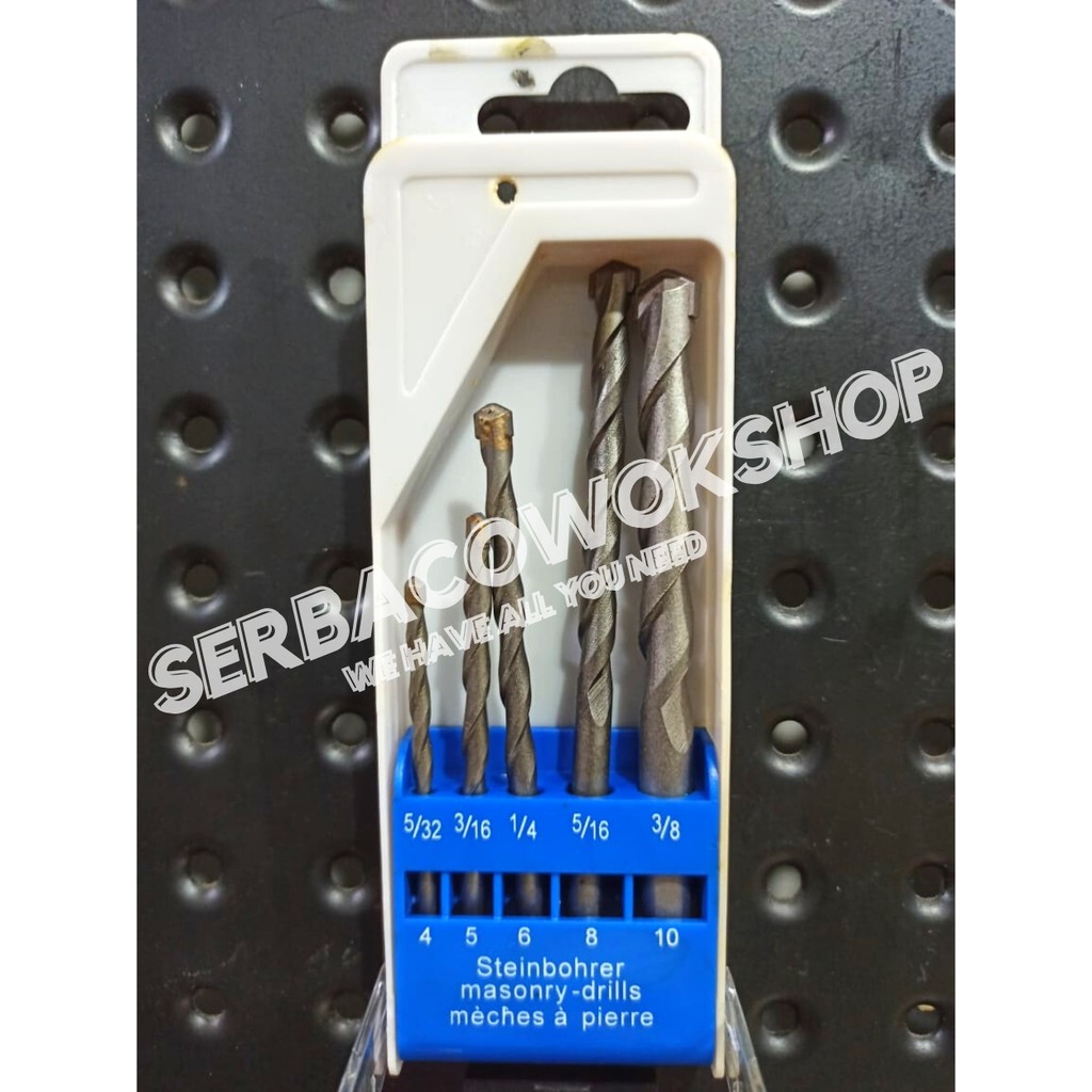 Langsol Mata Bor Beton SDS Set 5 Pcs 4-10mm Carbide Tipped Masonry Drill Set Termurah Berkualitas