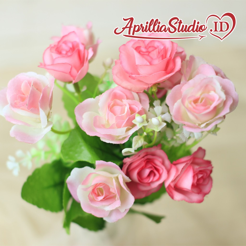 Bunga Artificial Rose 12 - Pink