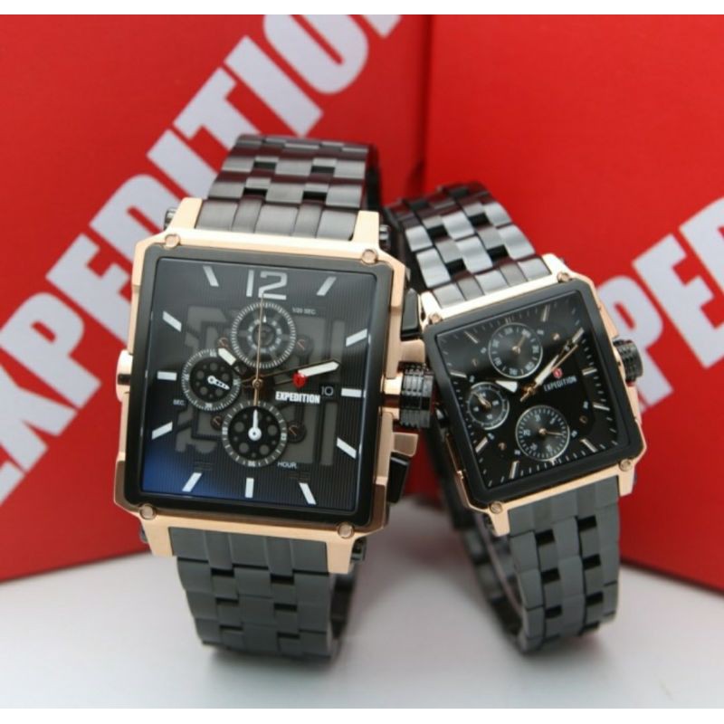 Jam Tangan Expedition 6618 E 6618 Couple Tali Stainless Mesin Baterai Original +box ori garansi 1thn