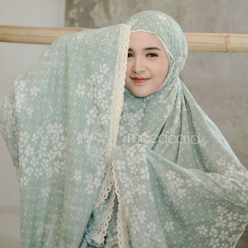 mukena rayon uniqlo premium jumbo 2 in 1 sleting depan motif painting unik