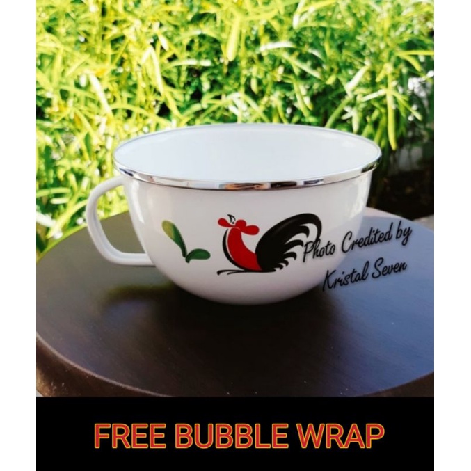 mug gelas mangkuk mangkok enamel ayam jago kukuruyuk soup jadul mpasi