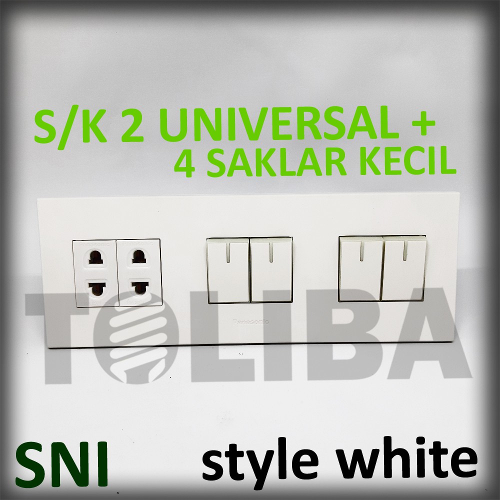 saklar seri / 4 saklar kecil + 2 stopkontak s/k universal minimalis style white ib panasonic