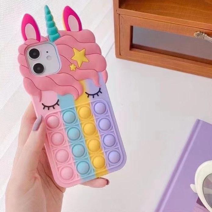 Best Seller.. Case Pop it Infinix Smart 5 Smart 6 3D Karakter Unicorn Kuda Poni Casing Silikon