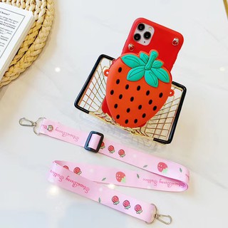 Soft Case Bahan Tpu Dengan Dompet Koin Motif Kartun Buah